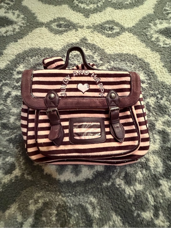 Juicy Couture Handbags - Juicy Couture Pink and Brown Striped Backpack Satchel